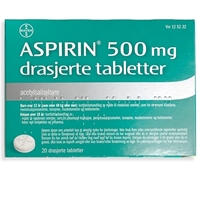 Bilde av Aspirin Drasjerte Tabletter 500mg, 20 stk