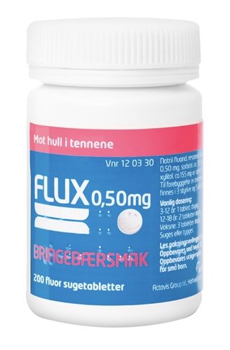 Flux Sugetabletter 0,50mg Bringebær 200 tabletter utsolgt